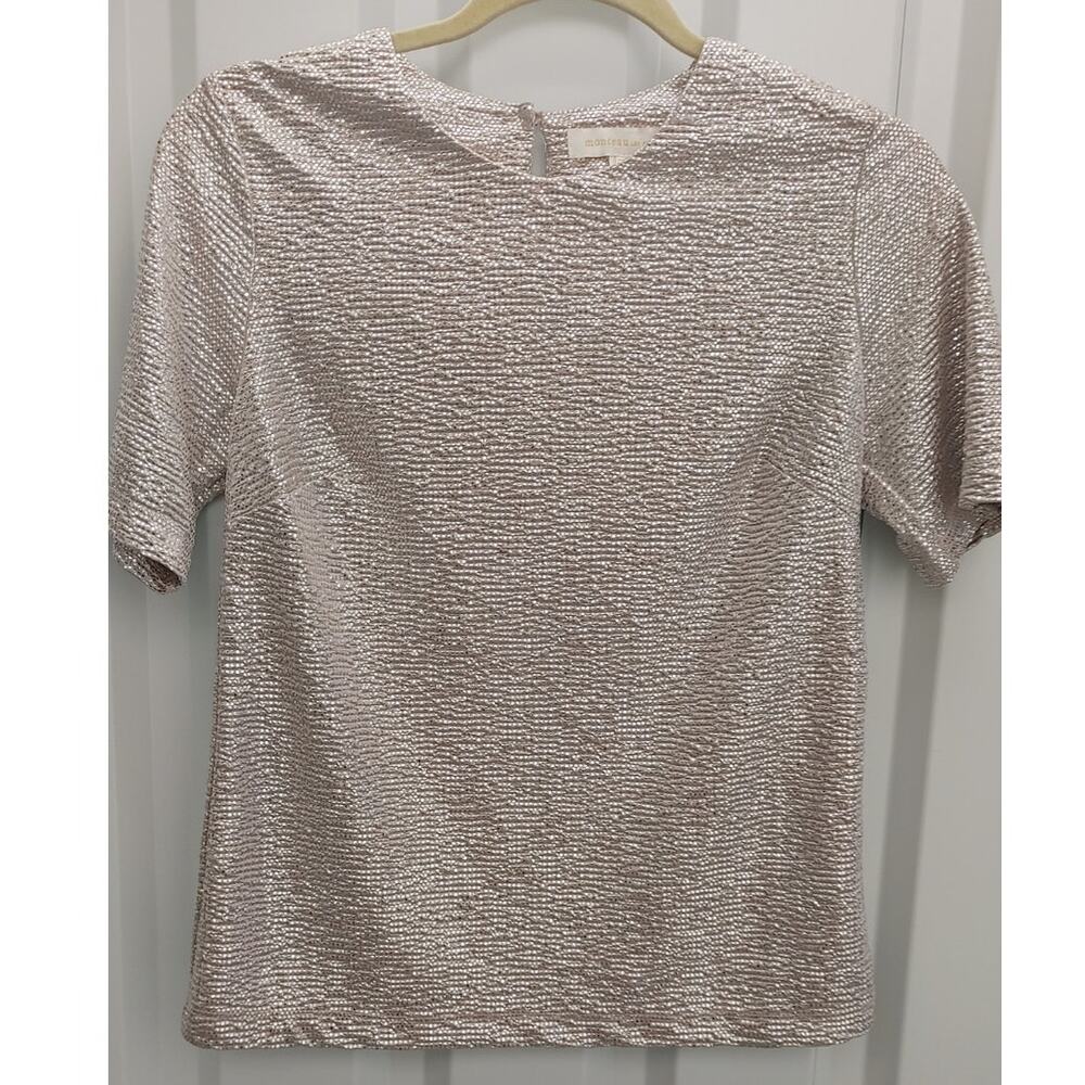 Monteau Blouse Top Shimmer Silver Small